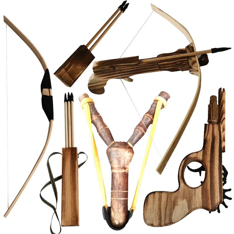60 bamboo bows, medium crossbows, slingbows, grafts (4 sets)